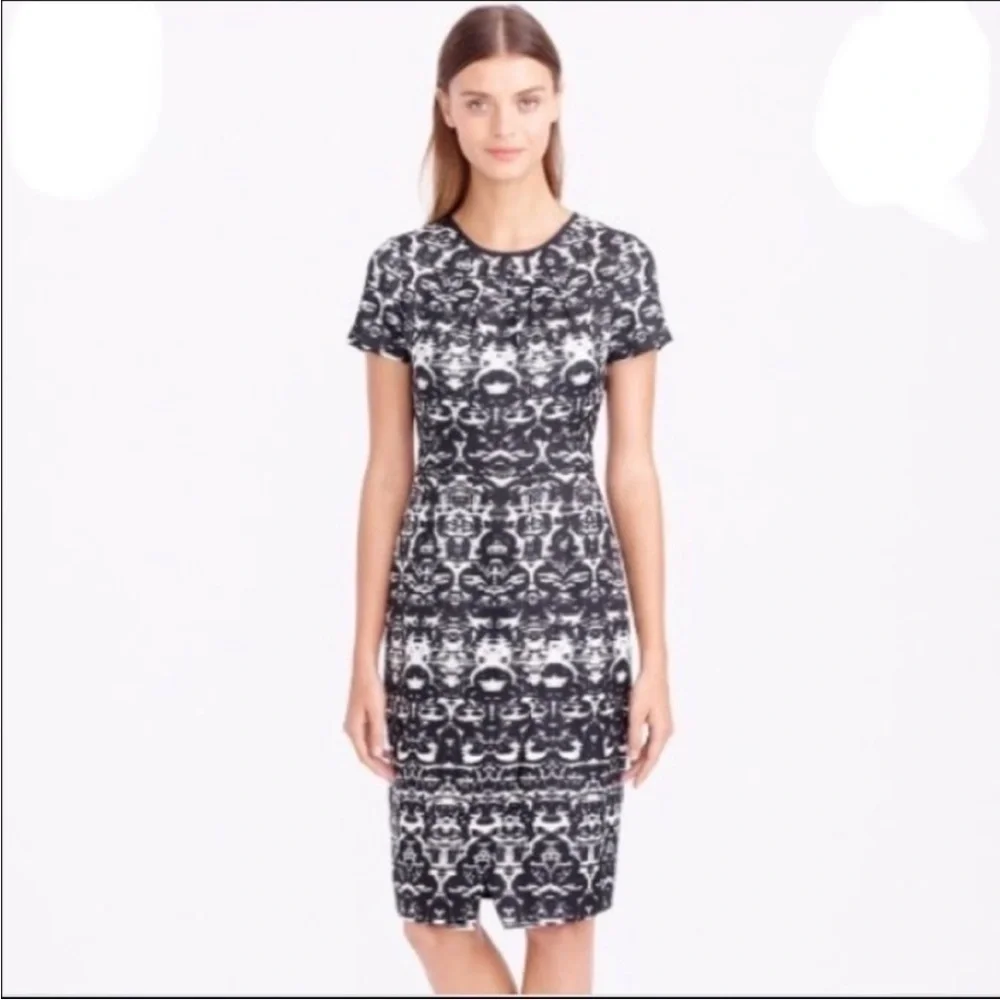 J. Crew Ikat front wrap sheath dress black white size 6